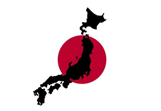 Japanese Flag With The Shape Of Japan Over It
